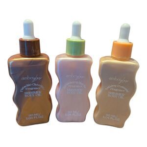 Amber Glow Fragrance Shimmer Body Oil Set Pistachio Chocolate Strawberry Matcha